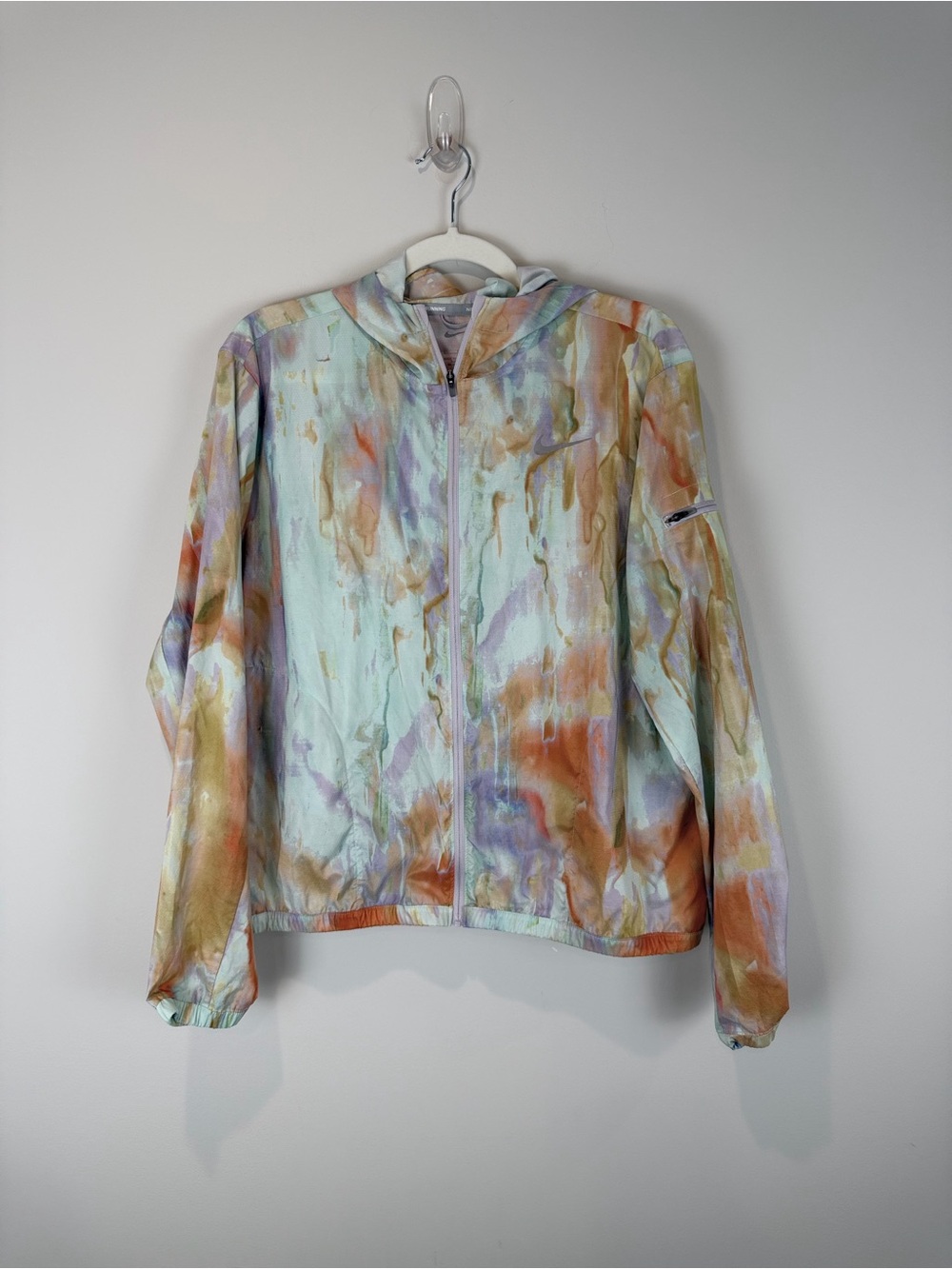 Nike Pastel Watercolor Windbreaker Running Jacket with Light Catchers L
